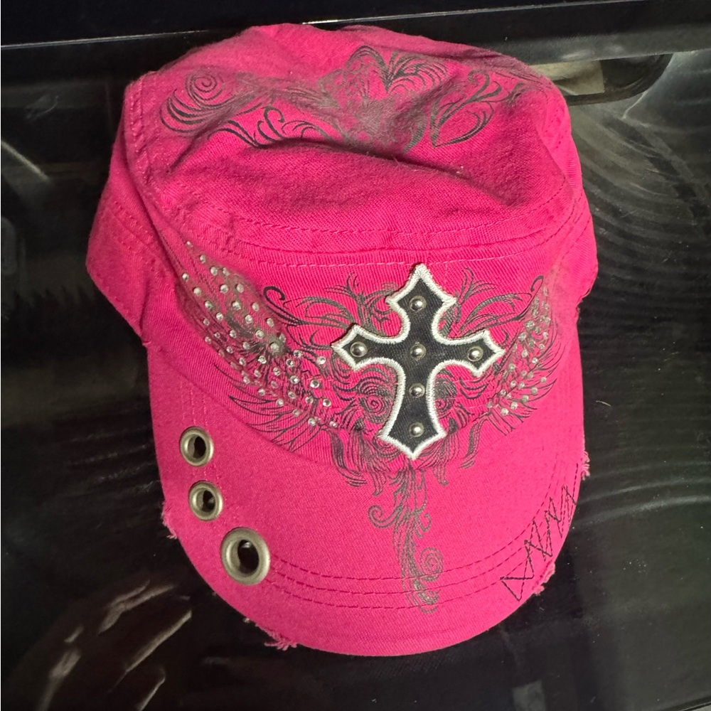 Pink Cap with Cross Design